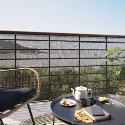 Black Polyester (PES) & PVC Garden Screen (H)1m (W)3m -Garden - Landscaping Store black polyester pes pvc garden screen h 1m w 3m5059340679921 01i