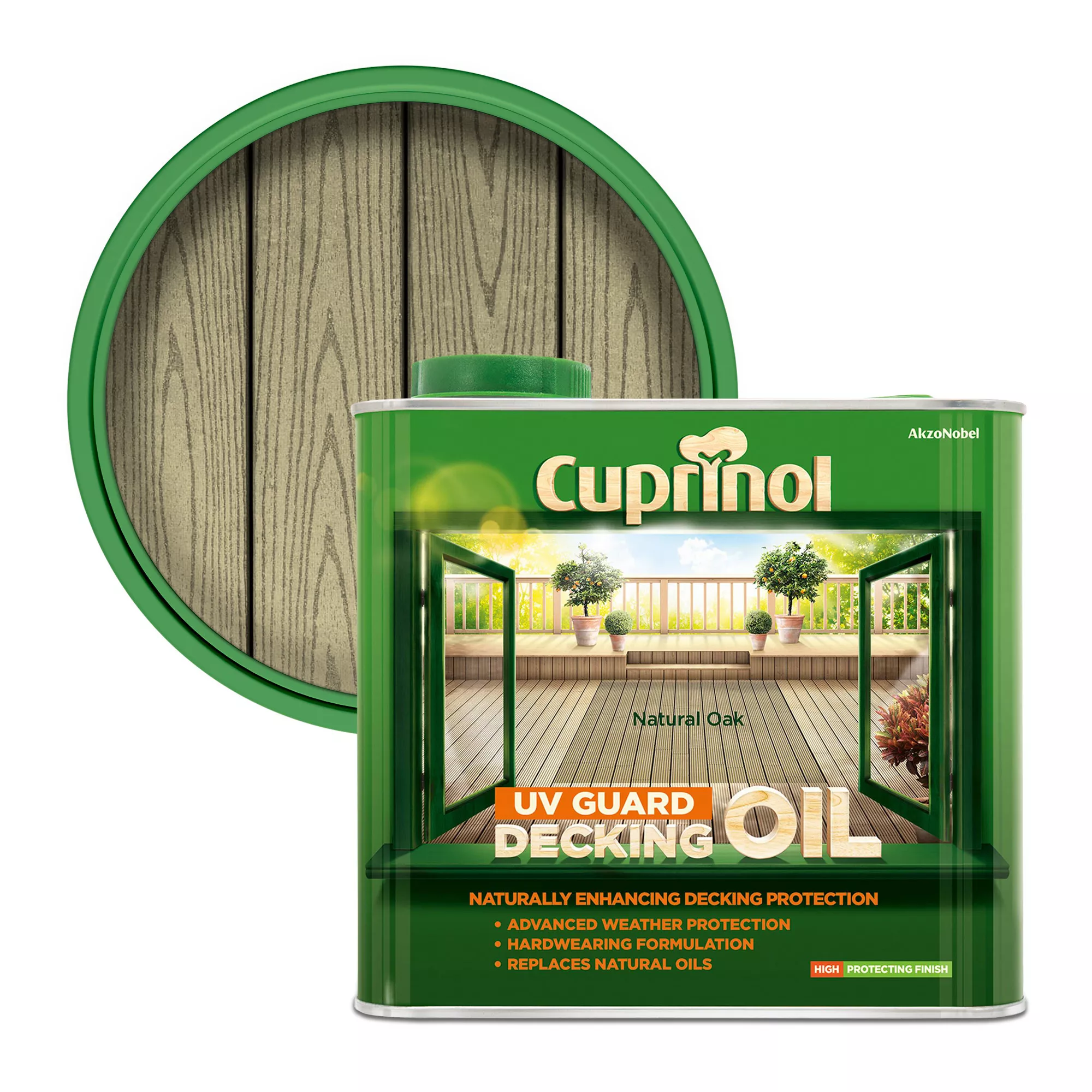 Cuprinol UV Guard Natural Oak Matt UV Resistant Decking Wood Oil, 2.5L 3 Cuprinol UV Guard Natural Oak Matt UV Resistant Decking Wood Oil, 2.5L