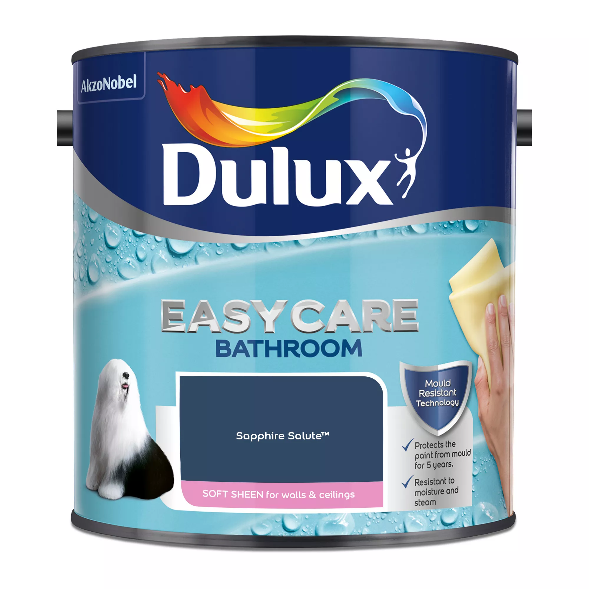 Dulux Easycare Bathroom Sapphire Salute Soft Sheen Wall Paint, 2.5L 5 Dulux Easycare Bathroom Sapphire Salute Soft Sheen Wall Paint, 2.5L - Image 3