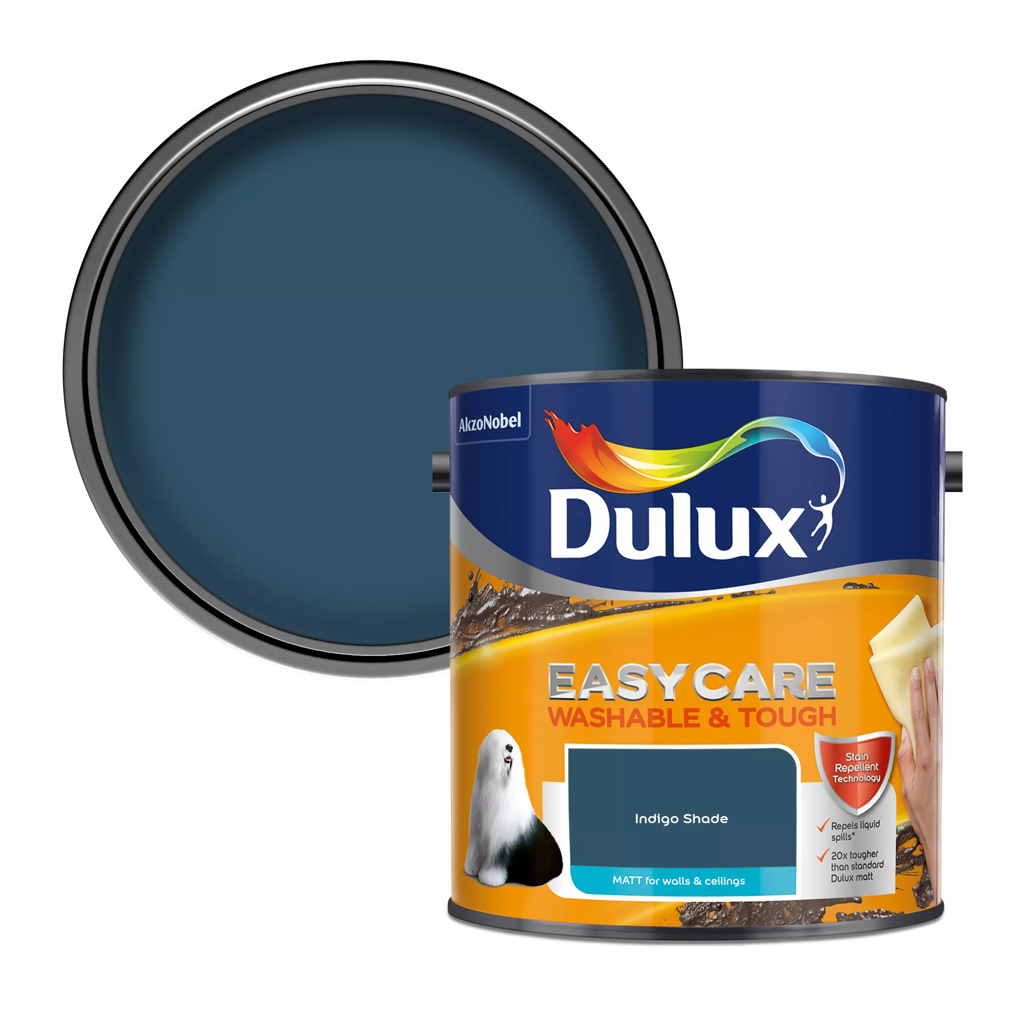 Dulux Easycare Washable & Tough Indigo Shade Matt Wall Paint, 2.5L 3 Dulux Easycare Washable & Tough Indigo Shade Matt Wall Paint, 2.5L