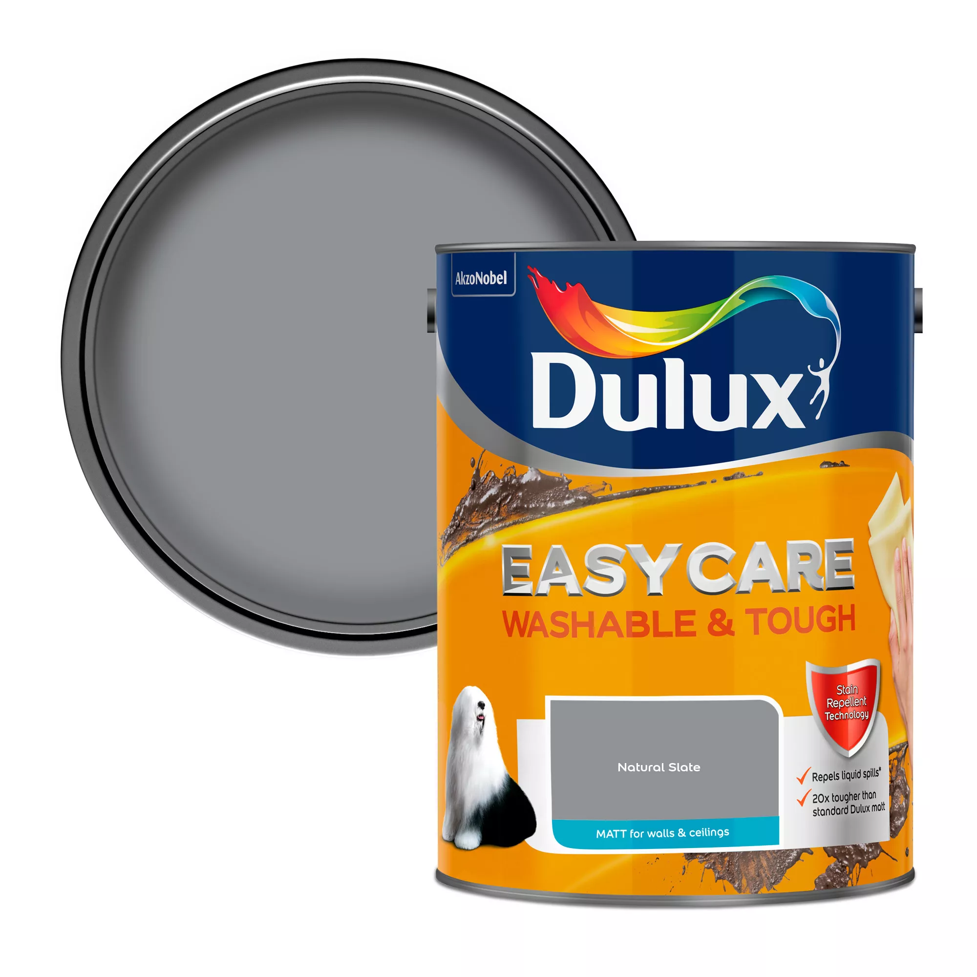 Dulux Easycare Washable & Tough Natural Slate Matt Wall Paint, 5L 3 Dulux Easycare Washable & Tough Natural Slate Matt Wall Paint, 5L
