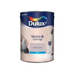 Dulux Walls & Ceilings Perfectly Taupe Matt Emulsion Paint, 5L -Garden - Landscaping Store dulux walls ceilings perfectly taupe matt emulsion paint 5l5010212533000 08c bq