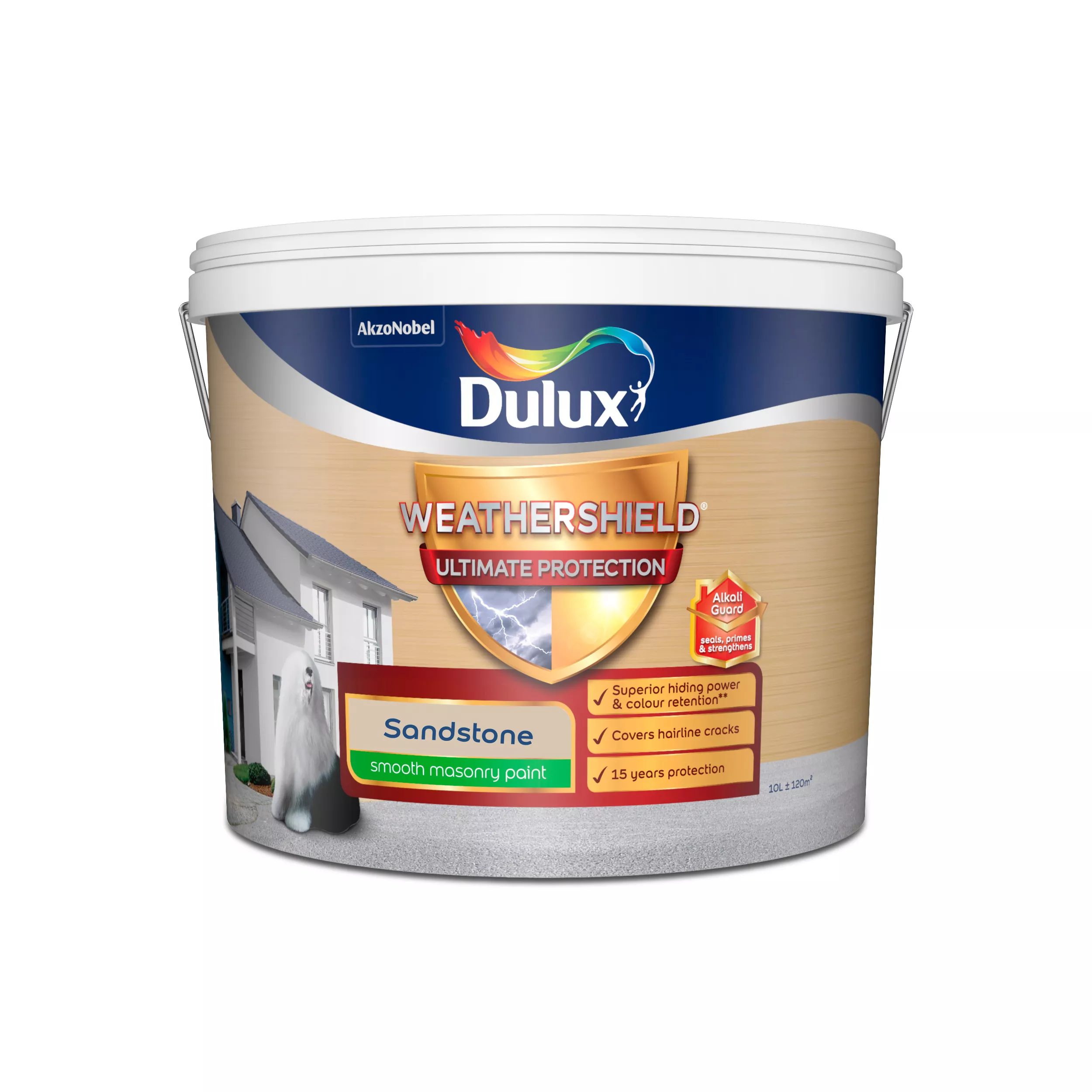 Dulux Weathershield Sandstone Smooth Matt Masonry Paint, 10L 4 Dulux Weathershield Sandstone Smooth Matt Masonry Paint, 10L - Image 2