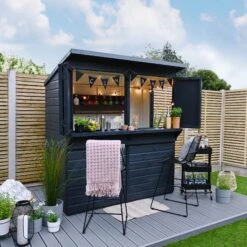 Forest Garden 6x3 Ft Pent Shiplap Garden Bar With Single Door -Garden - Landscaping Store forest garden 6x3 ft pent shiplap garden bar with single door5013053184066 02i bq
