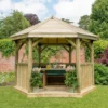 Forest Garden Furnished Hexagonal Gazebo, (W)3.78m (D)3.27m -Garden - Landscaping Store forest garden furnished hexagonal gazebo w 3 78m d 3 27m5013053172469 01i