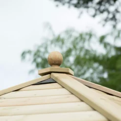 Forest Garden Furnished Timber Roof Hexagonal Gazebo, (W)4900mm (D)4240mm (Green Cushion Included) -Garden - Landscaping Store forest garden furnished timber roof hexagonal gazebo w 4900mm d 4240mm green cushion included 5013053172643 08i