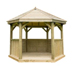 Forest Garden Hexagonal Gazebo, (W)3.78m (D)3.27m -Garden - Landscaping Store forest garden hexagonal gazebo w 3 78m d 3 27m5013053163382 02c bq