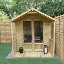 Forest Garden Oakley 6x6 Apex Overlap Solid Wood Summer House With Double Door (Base Included) -Garden - Landscaping Store forest garden oakley 6x6 apex overlap solid wood summer house with double door base included 5013053188545 01i bq