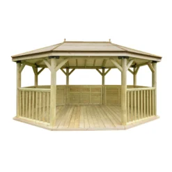 Forest Garden Premium Octagonal Gazebo, (W)5.27m (D)3.78m -Garden - Landscaping Store forest garden premium octagonal gazebo w 5 27m d 3 78m5013053163467 02c bq