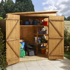 GoodHome Clapperton 6x4 Pent Dip Treated Shiplap Shed With Floor - Assembly Service Included -Garden - Landscaping Store goodhome clapperton 6x4 pent dip treated shiplap shed with floor assembly service included5059340270159 09i