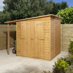 GoodHome Clapperton 8x6 Pent Dip Treated Shiplap Shed With Floor