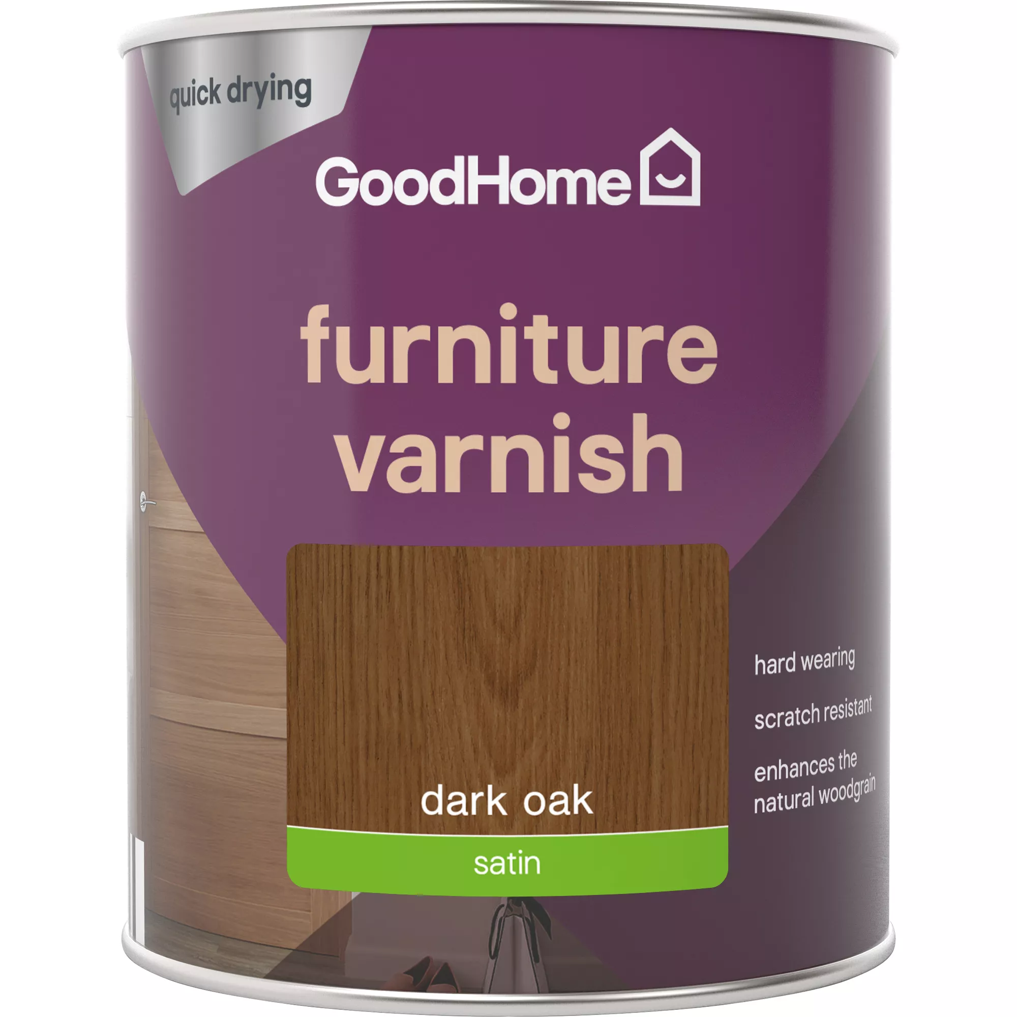 GoodHome Dark Oak Satin Multi-surface Furniture Wood Varnish, 750ml 4 GoodHome Dark Oak Satin Multi-surface Furniture Wood Varnish, 750ml - Image 2