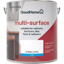 GoodHome Durable North Pole (Brilliant White) Matt Multi-surface Paint, 2L -Garden - Landscaping Store goodhome durable north pole brilliant white matt multi surface paint 2l3663602586081 02c