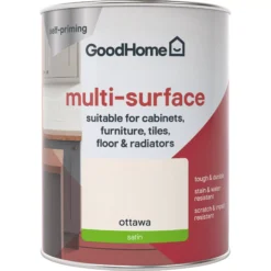 GoodHome Durable Ottawa Satin Multi-surface Paint, 750ml -Garden - Landscaping Store goodhome durable ottawa satin multi surface paint 750ml3663602585763 02c