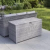 GoodHome Hamilton Steeple Grey Rattan Effect Storage Box (W) 180cm X (D) 65cm -Garden - Landscaping Store goodhome hamilton steeple grey rattan effect storage box w 180cm x d 65cm5059340677415 01i