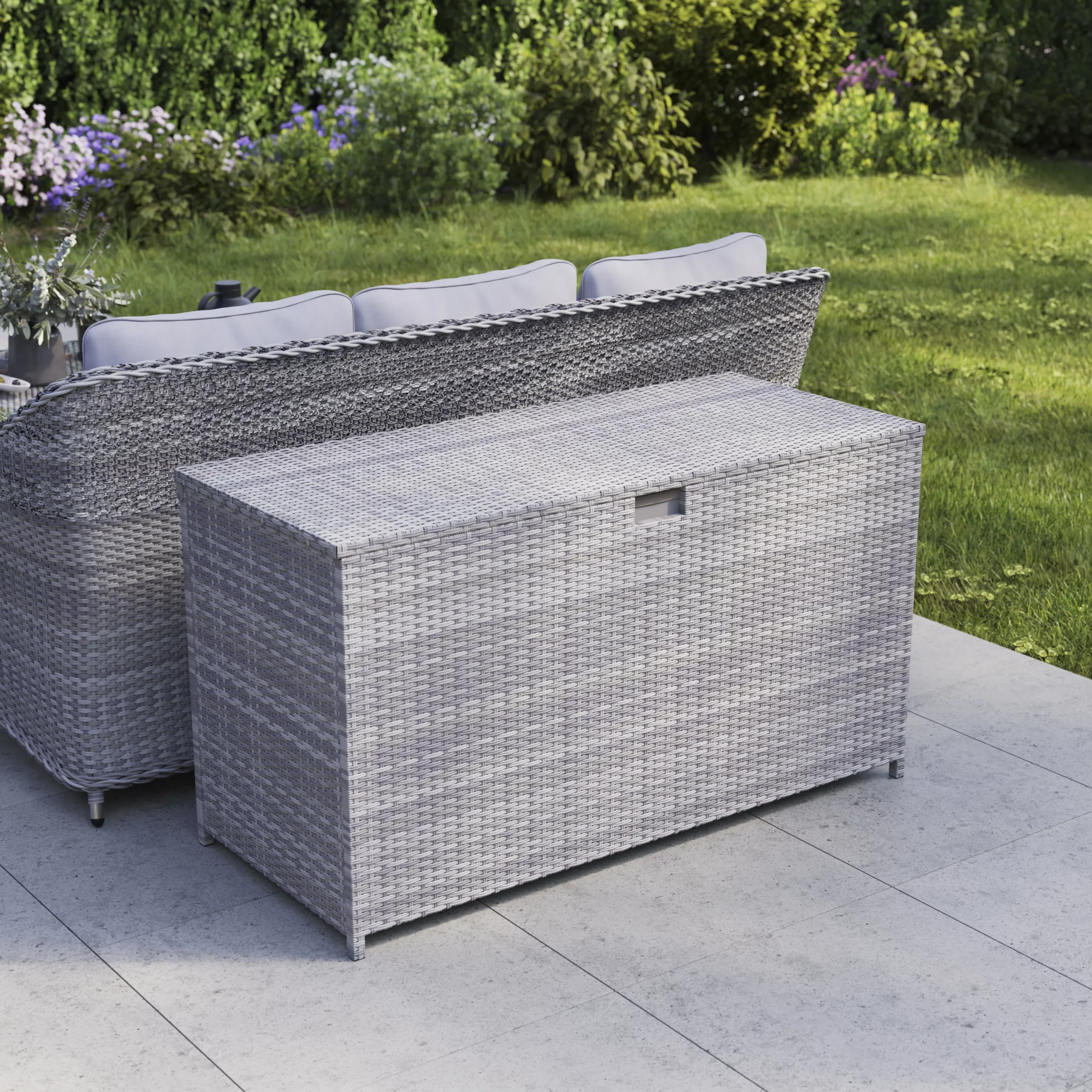 GoodHome Hamilton Steeple Grey Rattan Effect Storage Box (W) 180cm X (D) 65cm 3 GoodHome Hamilton Steeple Grey Rattan Effect Storage Box (W) 180cm X (D) 65cm