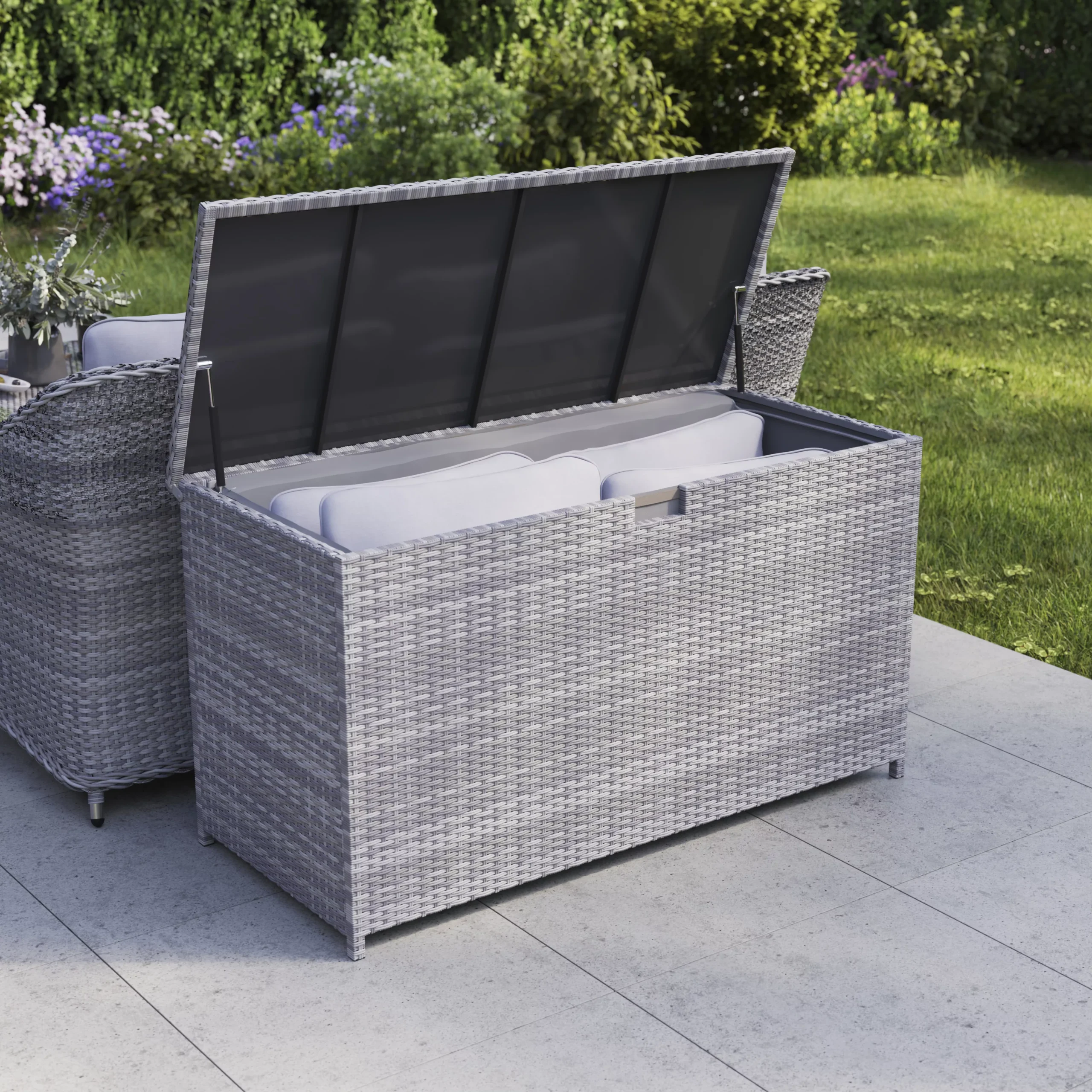 GoodHome Hamilton Steeple Grey Rattan Effect Storage Box (W) 180cm X (D) 65cm 11 GoodHome Hamilton Steeple Grey Rattan Effect Storage Box (W) 180cm X (D) 65cm - Image 9