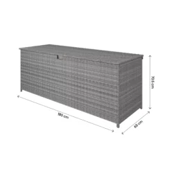 GoodHome Hamilton Steeple Grey Rattan Effect Storage Box (W) 180cm X (D) 65cm 25 GoodHome Hamilton Steeple Grey Rattan Effect Storage Box (W) 180cm X (D) 65cm -Garden - Landscaping Store goodhome hamilton steeple grey rattan effect storage box w 180cm x d 65cm5059340677415 02t