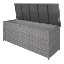 GoodHome Hamilton Steeple Grey Rattan Effect Storage Box (W) 180cm X (D) 65cm 18 GoodHome Hamilton Steeple Grey Rattan Effect Storage Box (W) 180cm X (D) 65cm -Garden - Landscaping Store goodhome hamilton steeple grey rattan effect storage box w 180cm x d 65cm5059340677415 21c