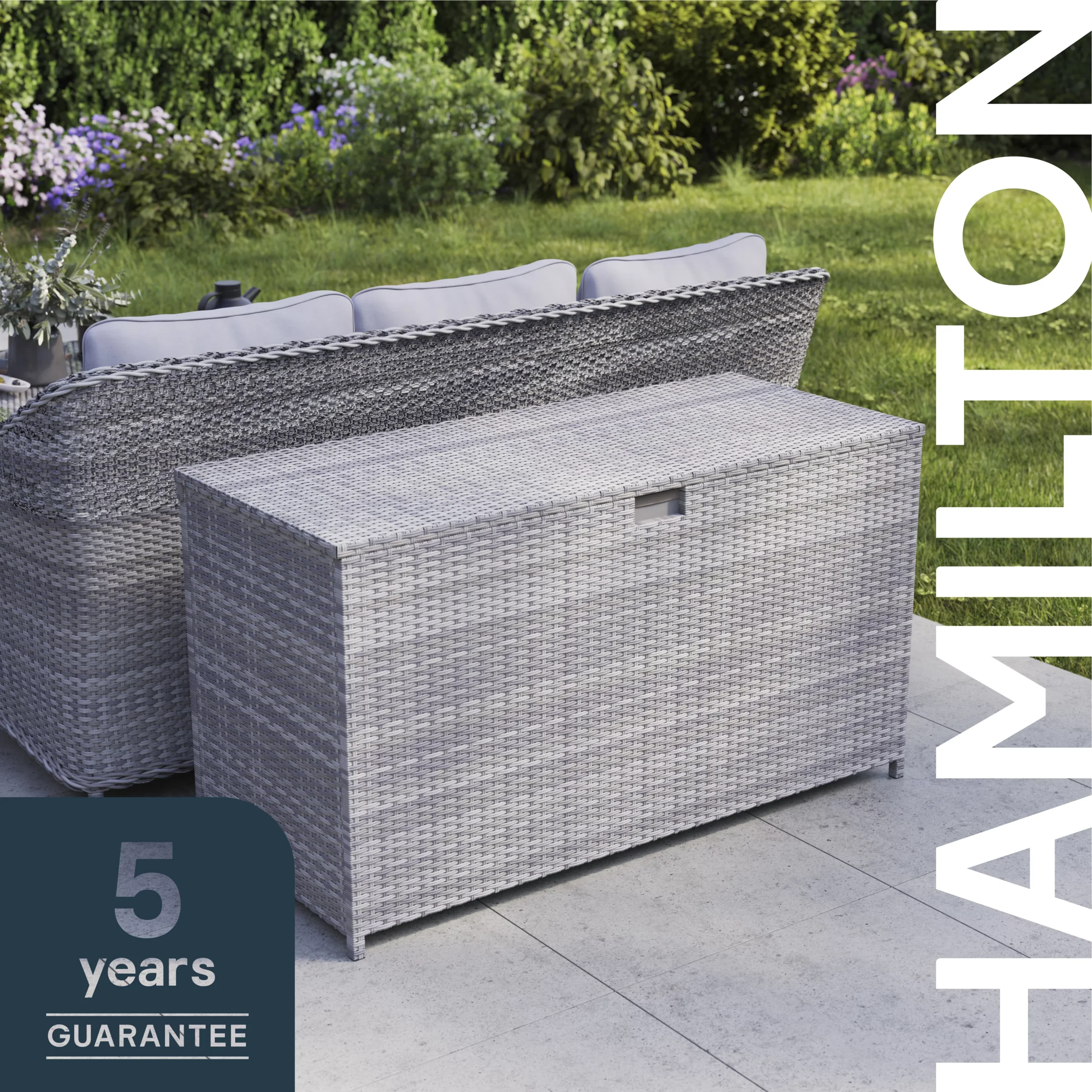 GoodHome Hamilton Steeple Grey Rattan Effect Storage Box (W) 180cm X (D) 65cm 14 GoodHome Hamilton Steeple Grey Rattan Effect Storage Box (W) 180cm X (D) 65cm - Image 12