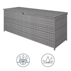 GoodHome Hamilton Steeple Grey Rattan Effect Storage Box (W) 180cm X (D) 65cm 24 GoodHome Hamilton Steeple Grey Rattan Effect Storage Box (W) 180cm X (D) 65cm -Garden - Landscaping Store goodhome hamilton steeple grey rattan effect storage box w 180cm x d 65cm5059340677415 71c
