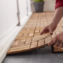 GoodHome Lempa Brown Acacia Clippable Deck Tile (L)0.3m (W)300mm (T)24mm, Pack Of 4 -Garden - Landscaping Store goodhome lempa brown acacia clippable deck tile l 0 3m w 300mm t 24mm pack of 45059340066035 03i