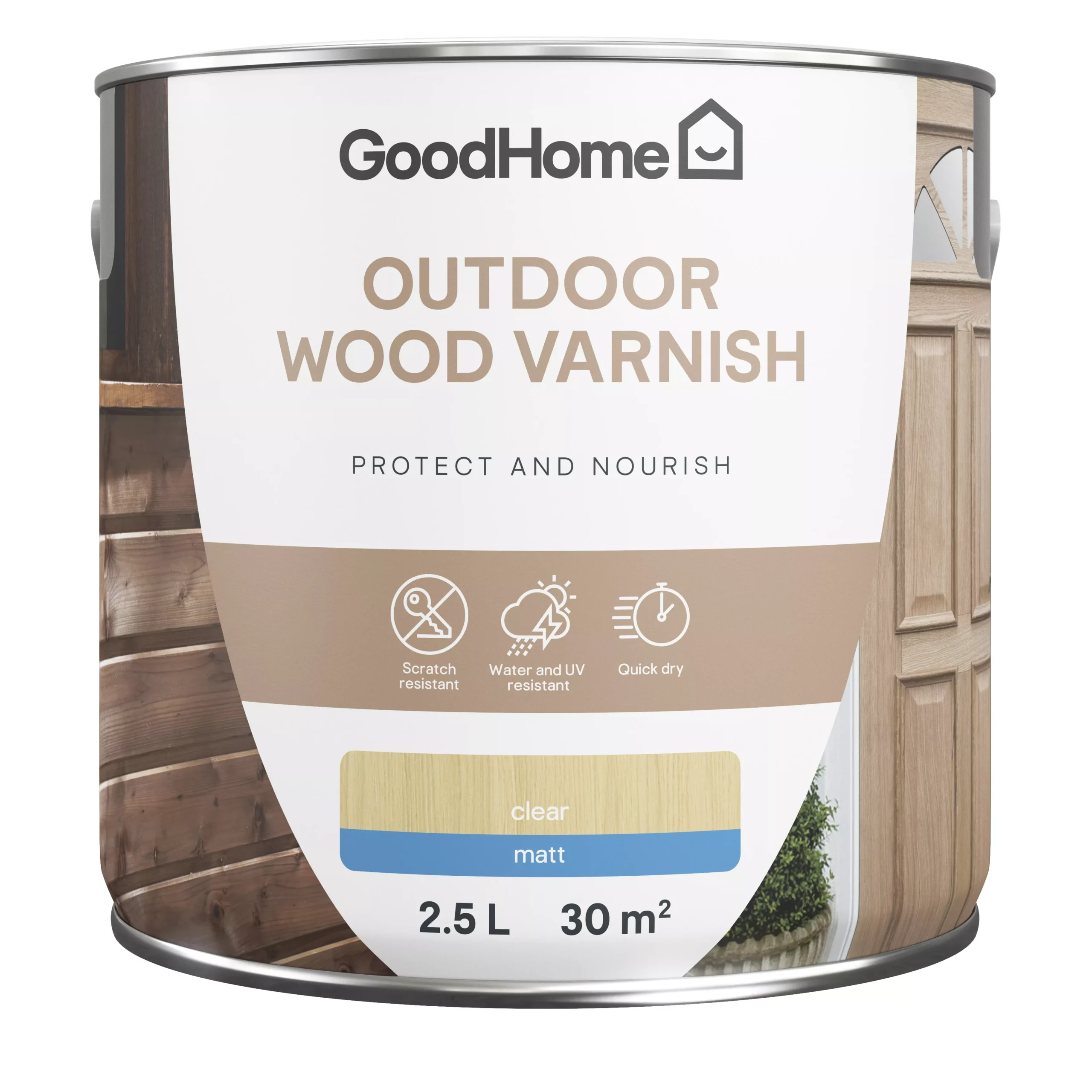 GoodHome Outdoor Clear Matt Varnish, 2.5L 4 GoodHome Outdoor Clear Matt Varnish, 2.5L - Image 2