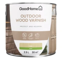 GoodHome Outdoor Clear Satin Varnish, 2.5L -Garden - Landscaping Store goodhome outdoor clear satin varnish 2 5l5059340297637 02c