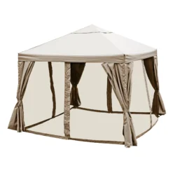 GoodHome Preston Taupe Square Gazebo, (W)3m (D)3m - Assembly Required -Garden - Landscaping Store goodhome preston taupe square gazebo w 3m d 3m assembly required5059340125497 22c