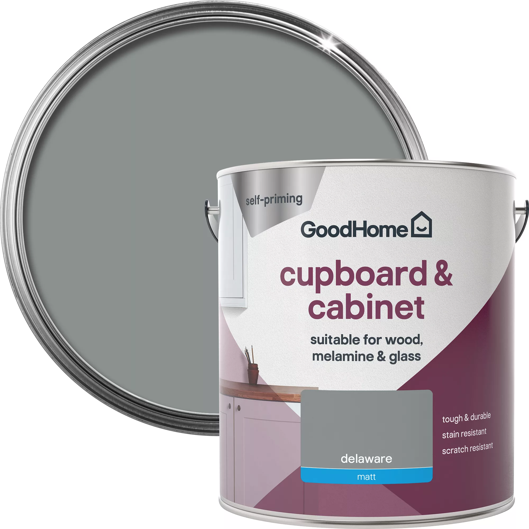 GoodHome Renovation Delaware Matt Cupboard & Cabinet Paint, 2L 3 GoodHome Renovation Delaware Matt Cupboard & Cabinet Paint, 2L