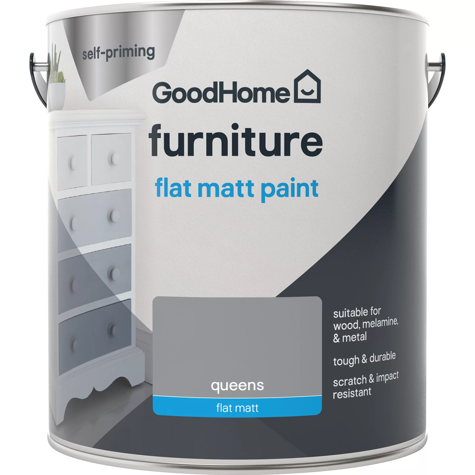 GoodHome Renovation Queens Flat Matt Furniture Paint, 2L 4 GoodHome Renovation Queens Flat Matt Furniture Paint, 2L - Image 2
