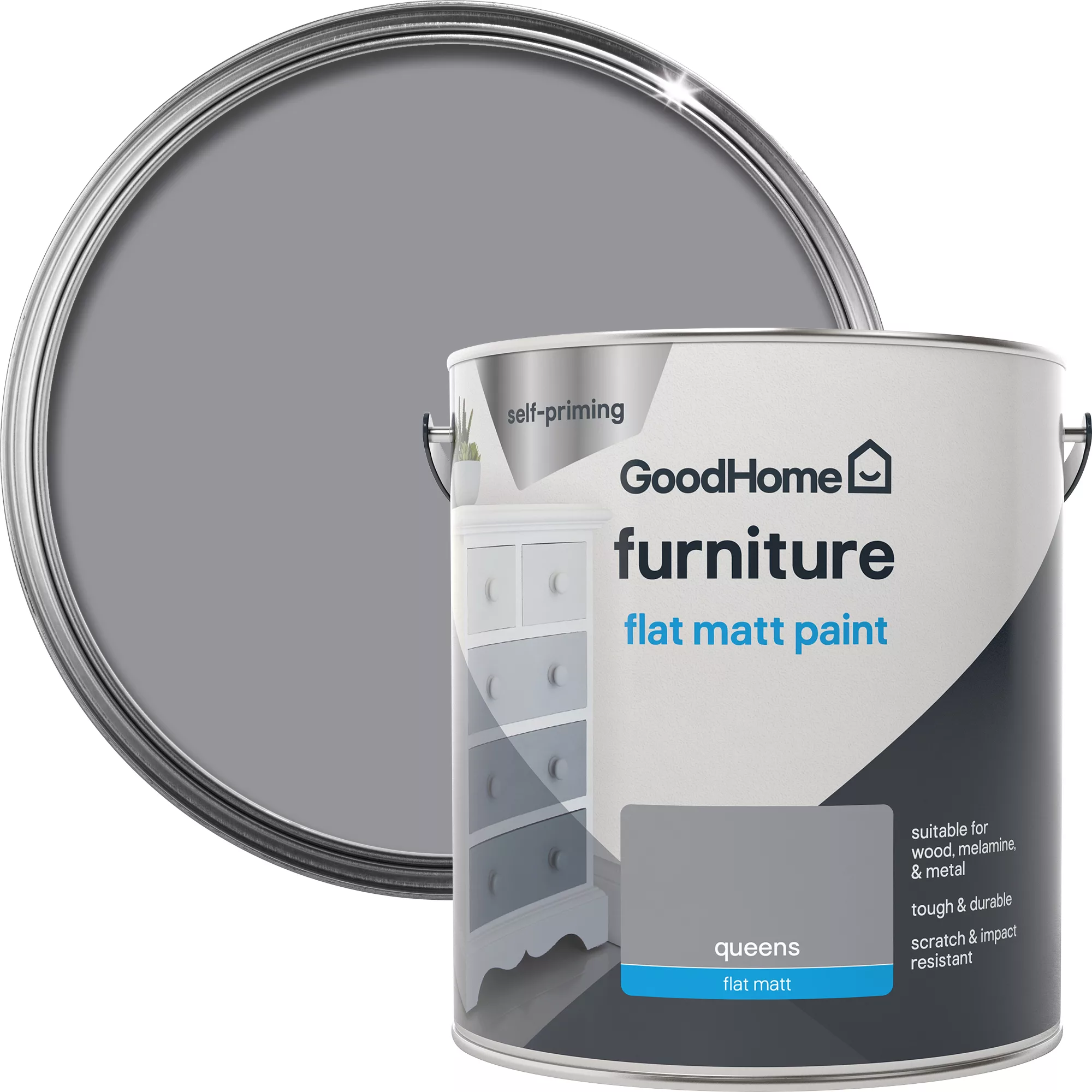 GoodHome Renovation Queens Flat Matt Furniture Paint, 2L 3 GoodHome Renovation Queens Flat Matt Furniture Paint, 2L