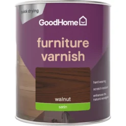 GoodHome Walnut Satin Multi-surface Furniture Wood Varnish, 750ml -Garden - Landscaping Store goodhome walnut satin multi surface furniture wood varnish 750ml5059340486826 02c