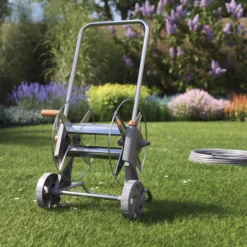 GoodHome Watering Freestanding Empty Hose Cart With Wheels -Garden - Landscaping Store goodhome watering freestanding empty hose cart with wheels5059340251301 01i
