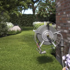 GoodHome Watering Wall-mounted Empty Hose Reel Without Wheels -Garden - Landscaping Store goodhome watering wall mounted empty hose reel without wheels5059340251295 01i
