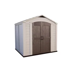 Keter Factor 8x8 Apex Beige Plastic Shed With Floor -Garden - Landscaping Store keter factor 8x8 apex beige plastic shed with floor7290103664954 03c