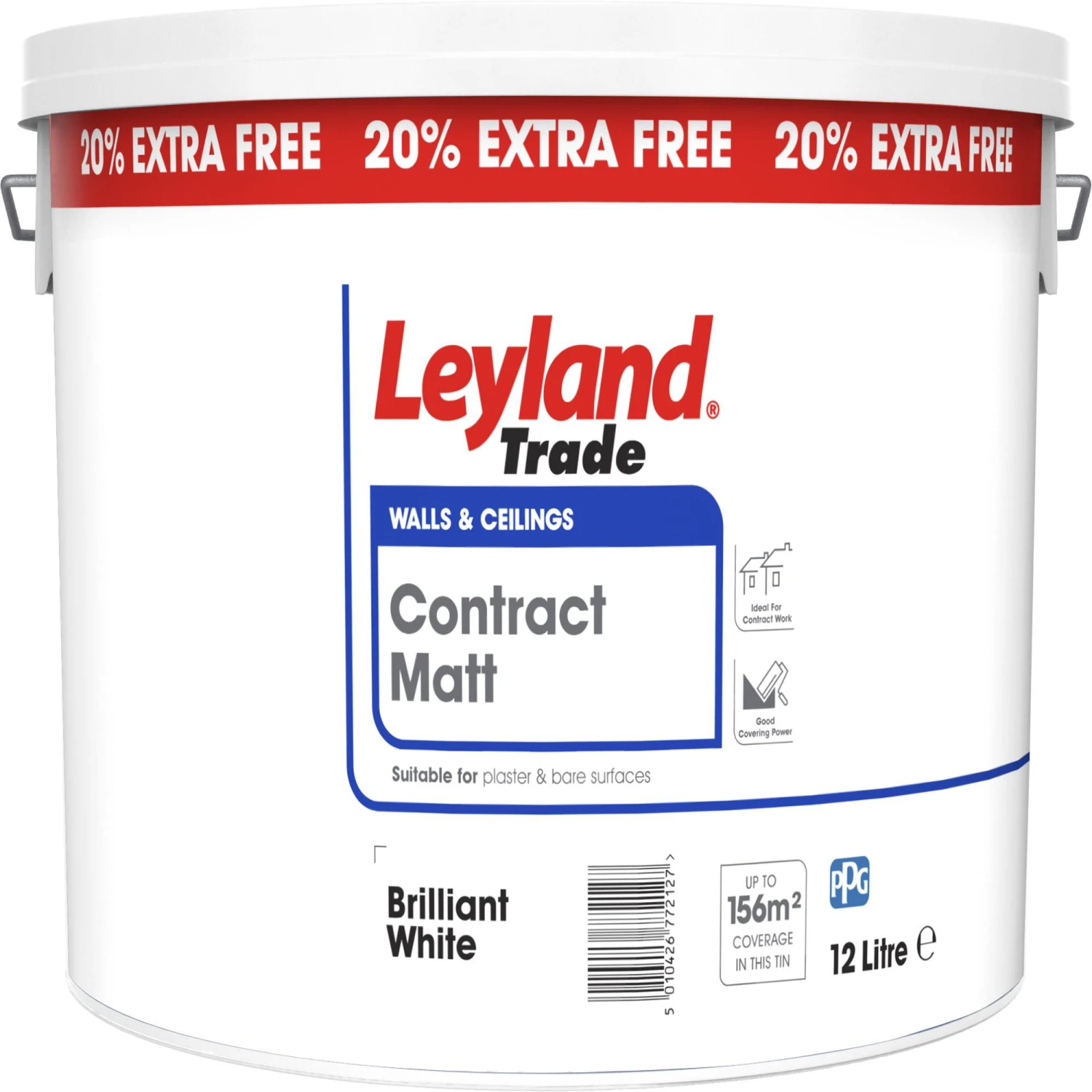 Leyland Trade Contract White Matt Emulsion Paint, 12L 3 Leyland Trade Contract White Matt Emulsion Paint, 12L