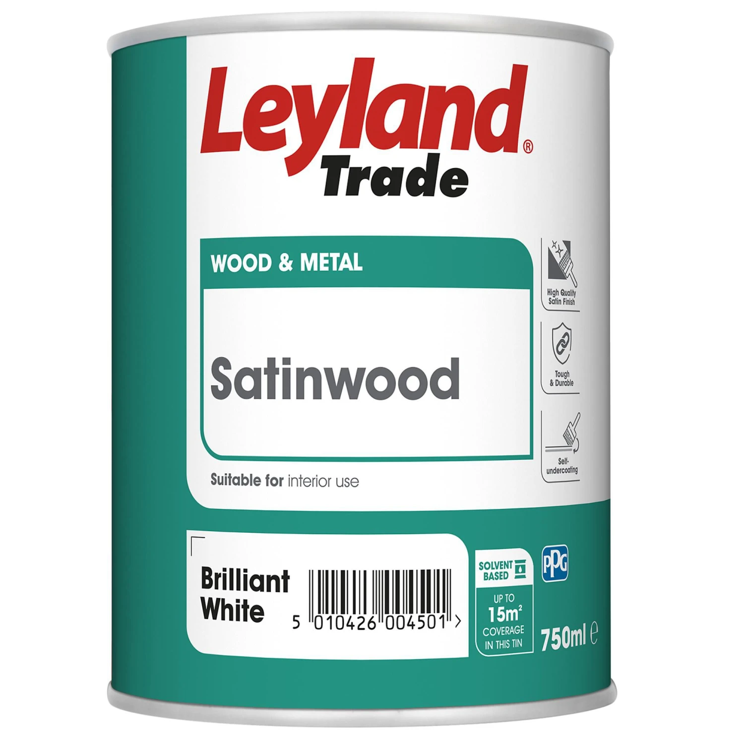 Leyland Trade Pure Brilliant White Satinwood Metal & Wood Paint, 750ml 3 Leyland Trade Pure Brilliant White Satinwood Metal & Wood Paint, 750ml
