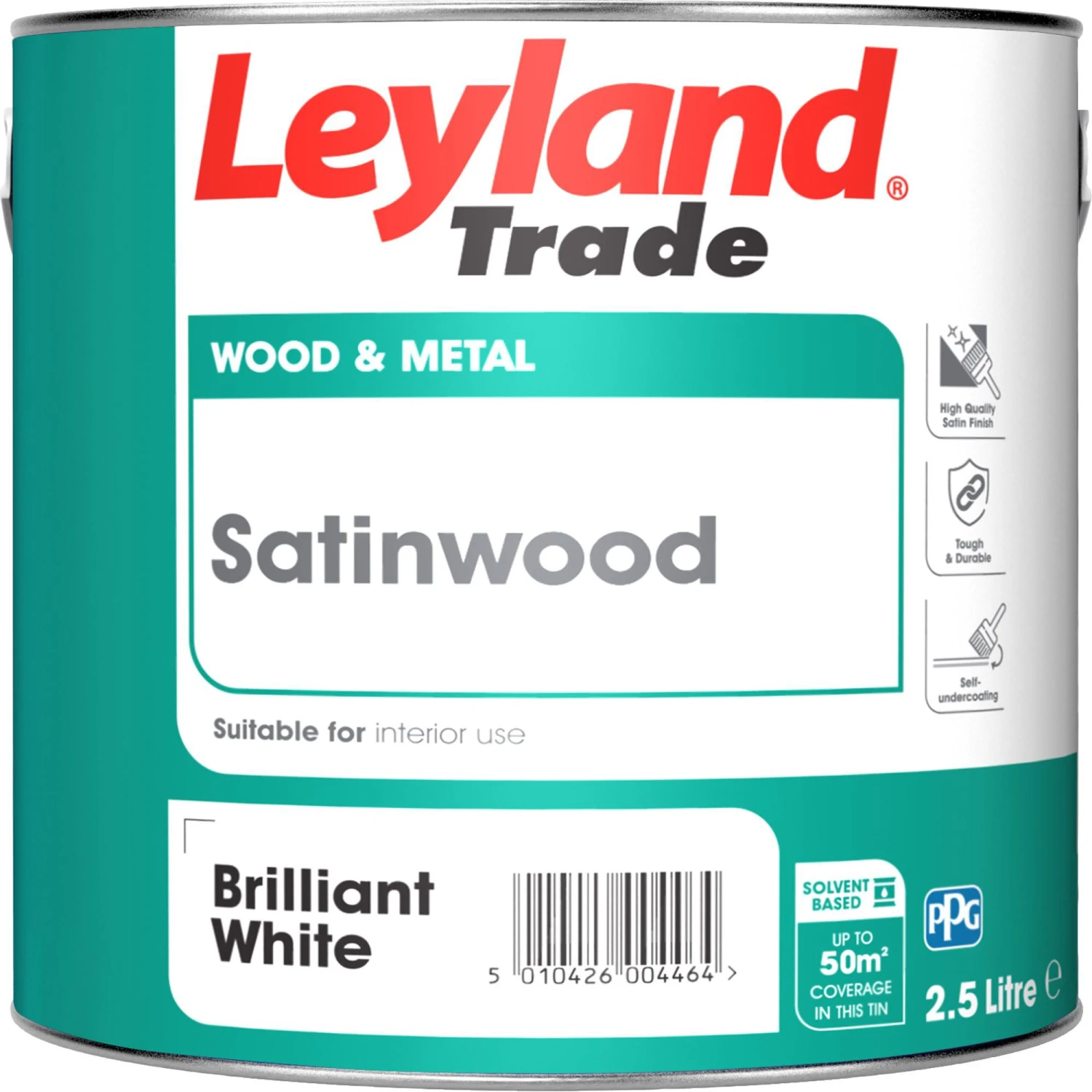 Leyland Trade White Satinwood Metal & Wood Paint, 2.5L 3 Leyland Trade White Satinwood Metal & Wood Paint, 2.5L