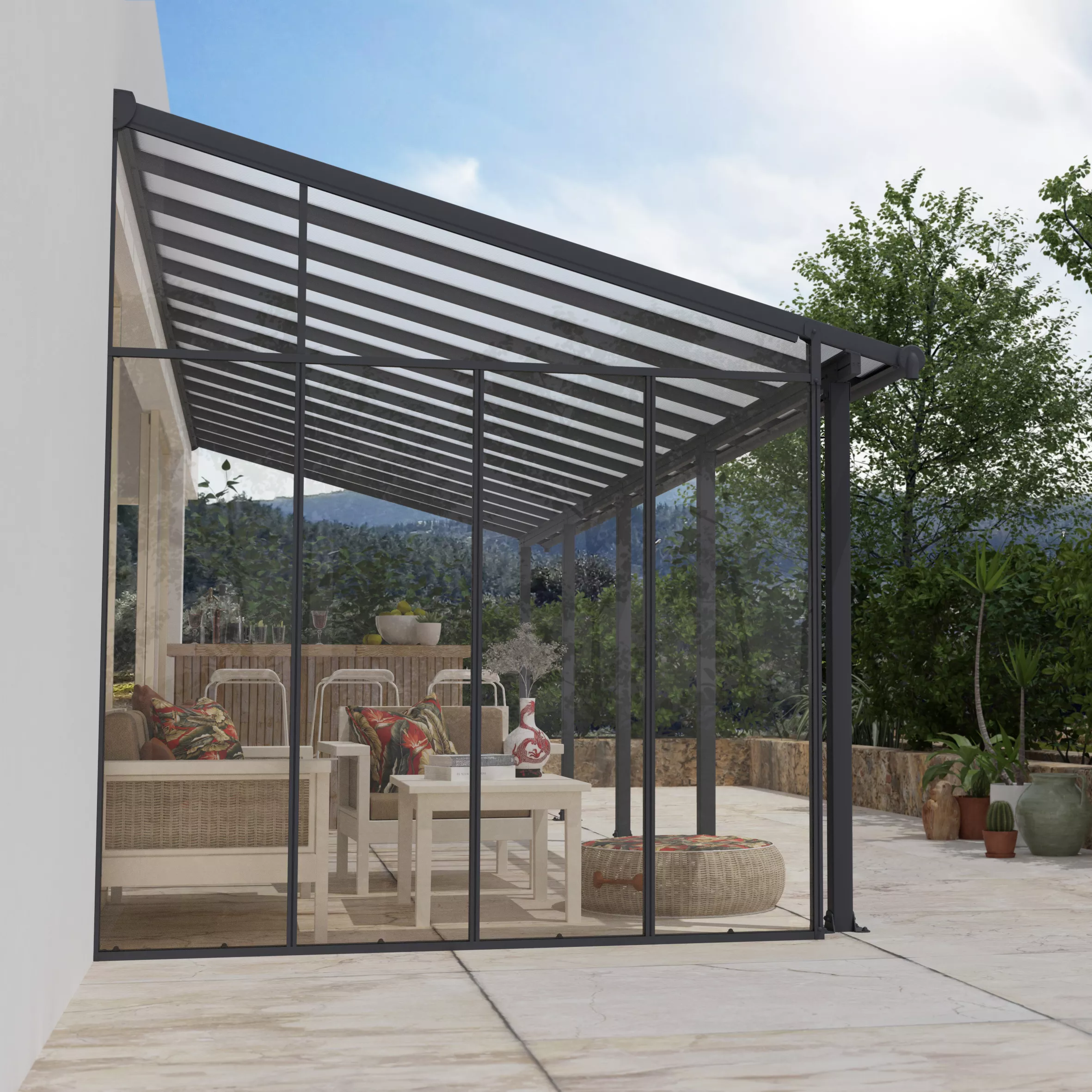 Palram - Canopia 3 Series Grey Patio Cover Side Wall, (L)2.57m (H)3.05m 5 Palram - Canopia 3 Series Grey Patio Cover Side Wall, (L)2.57m (H)3.05m - Image 3