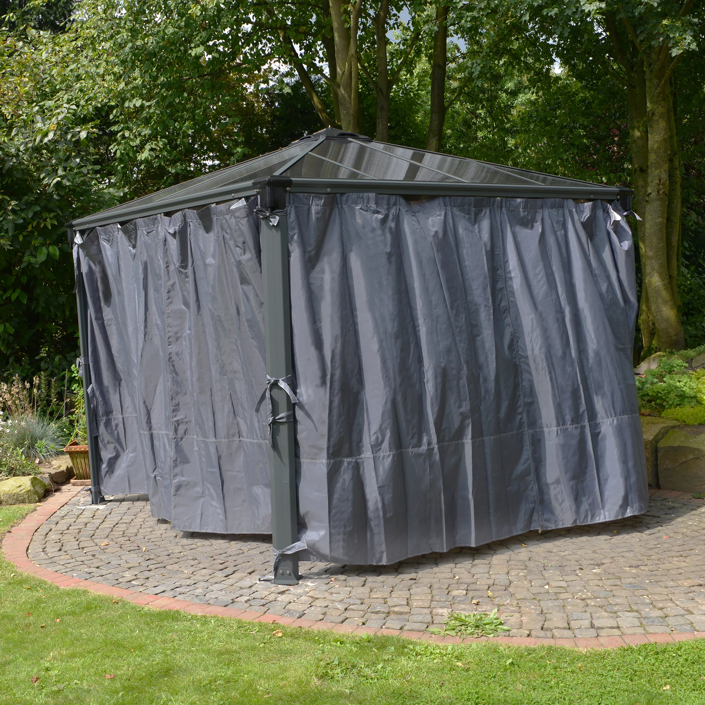 Palram - Canopia 3K Series Grey Polyester (PES) Gazebo Curtain, Pack Of 4 (L)2170mm (W)3660mm 7 Palram - Canopia 3K Series Grey Polyester (PES) Gazebo Curtain, Pack Of 4 (L)2170mm (W)3660mm - Image 5