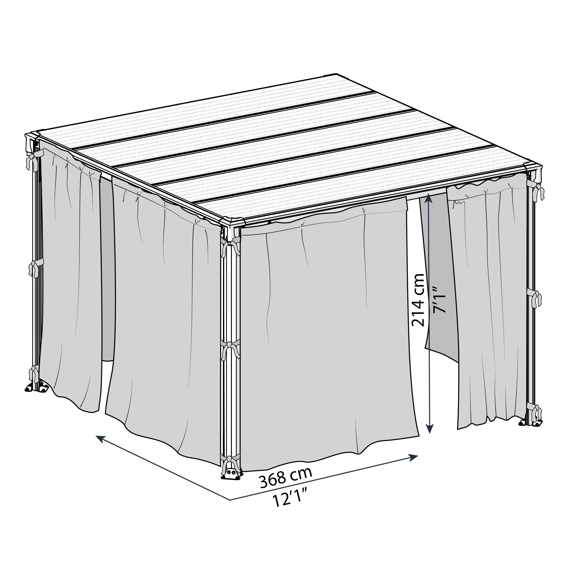 Palram - Canopia 3K Series Grey Polyester (PES) Gazebo Curtain, Pack Of 4 (L)2170mm (W)3660mm 9 Palram - Canopia 3K Series Grey Polyester (PES) Gazebo Curtain, Pack Of 4 (L)2170mm (W)3660mm - Image 7