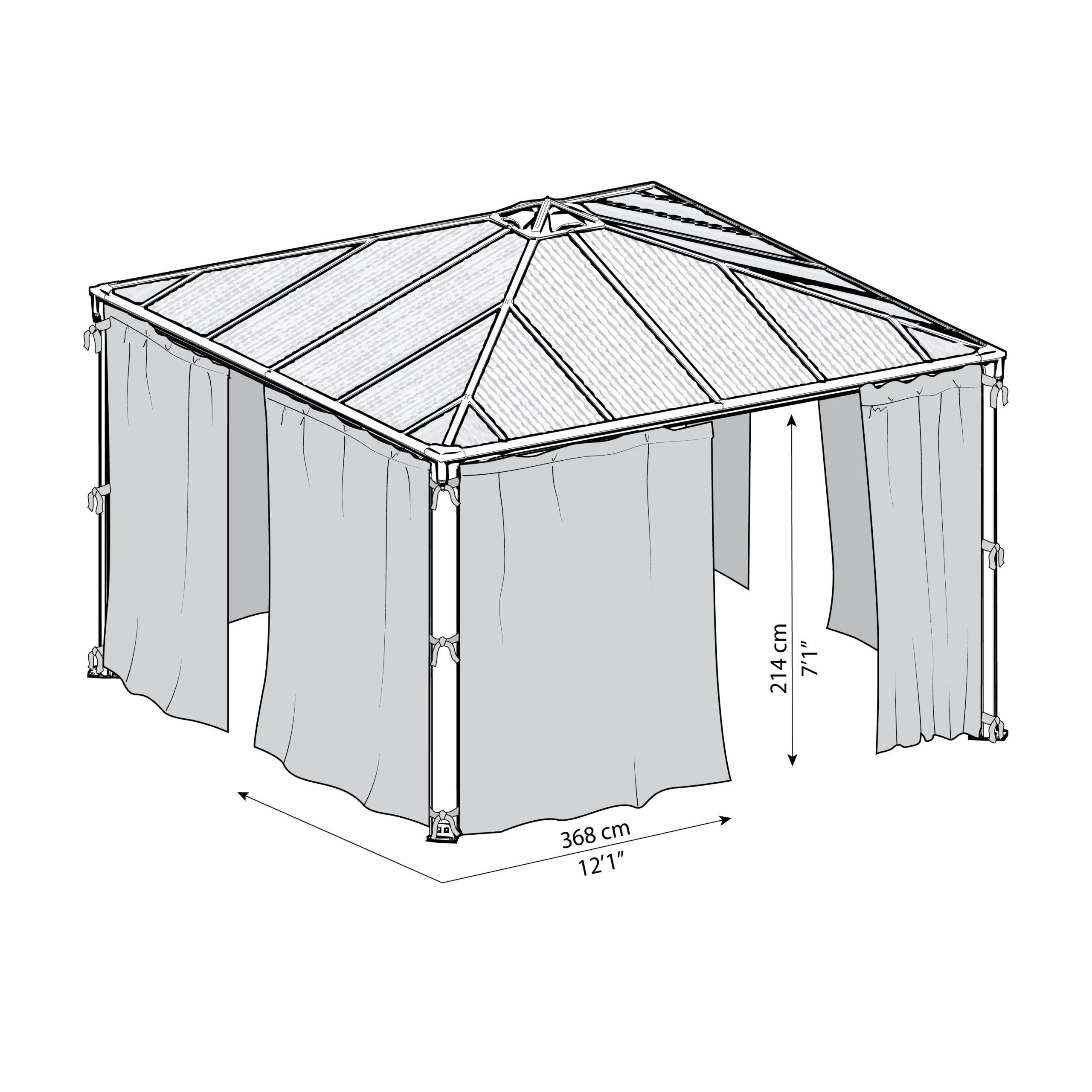Palram - Canopia 3K Series Grey Polyester (PES) Gazebo Curtain, Pack Of 4 (L)2170mm (W)3660mm 10 Palram - Canopia 3K Series Grey Polyester (PES) Gazebo Curtain, Pack Of 4 (L)2170mm (W)3660mm - Image 8