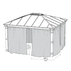 Palram - Canopia Dallas Grey Polyester (PES) Gazebo Curtain, Pack Of 4 (L)2120mm (W)4090mm -Garden - Landscaping Store palram canopia dallas grey polyester pes gazebo curtain pack of 4 l 2120mm w 4090mm7290108602678 01t