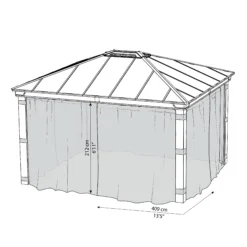 Palram - Canopia Dallas Grey Polyester (PES) Gazebo Netting, Pack Of 4 (L)2120mm (W)4090mm -Garden - Landscaping Store palram canopia dallas grey polyester pes gazebo netting pack of 4 l 2120mm w 4090mm7290108602685 01t