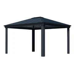 Palram - Canopia Dallas Grey Rectangular Gazebo, (W)4.26m (D)3.64m - Assembly Required -Garden - Landscaping Store palram canopia dallas grey rectangular gazebo w 4 26m d 3 64m assembly required7290108601459 01c bq