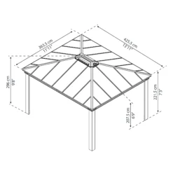 Palram - Canopia Dallas Grey Rectangular Gazebo, (W)4.26m (D)3.64m - Assembly Required -Garden - Landscaping Store palram canopia dallas grey rectangular gazebo w 4 26m d 3 64m assembly required7290108601459 01t bq