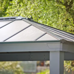 Palram - Canopia Dallas Grey Rectangular Gazebo, (W)4.26m (D)3.64m - Assembly Required -Garden - Landscaping Store palram canopia dallas grey rectangular gazebo w 4 26m d 3 64m assembly required7290108601459 07i bq