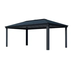 Palram - Canopia Dallas Grey Rectangular Gazebo, (W)6.12m (D)3.64m - Assembly Required -Garden - Landscaping Store palram canopia dallas grey rectangular gazebo w 6 12m d 3 64m assembly required7290108601954 01c bq