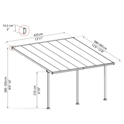 Palram - Canopia Feria Grey Non-retractable Awning, (L)4.25m (H)3.05m (W)3.85m 17 Palram - Canopia Feria Grey Non-retractable Awning, (L)4.25m (H)3.05m (W)3.85m -Garden - Landscaping Store palram canopia feria grey non retractable awning l 4 25m h 3 05m w 3 85m7290108134551 01t bq